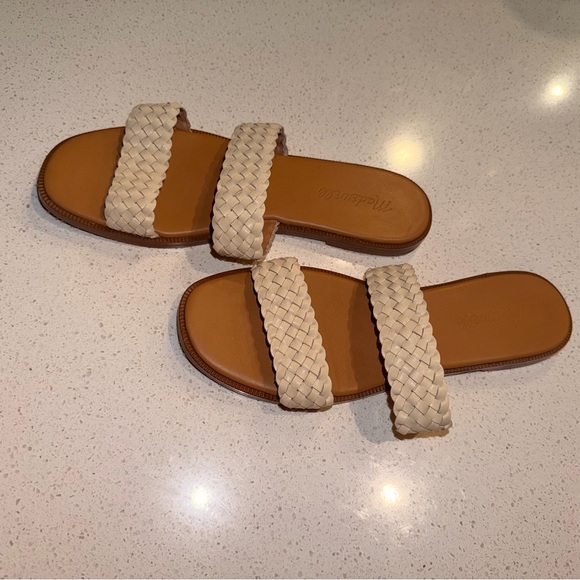 Madewell Woven Slide Sandals Women 7.5 Cream Braided  Spring Time Summer Classic - Picture 2 of 5